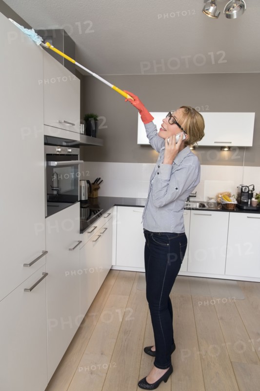 Woman cleaning house