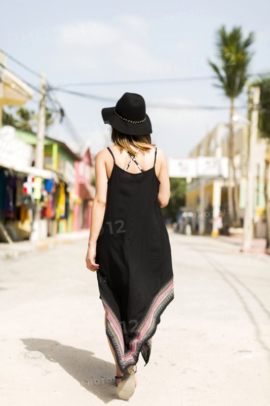 Woman walking in street