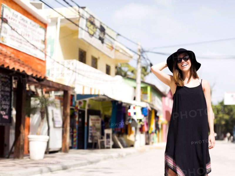 Woman standing in street