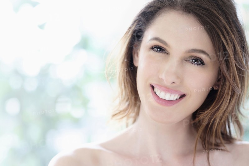 Portrait of beautiful woman with brown hair.