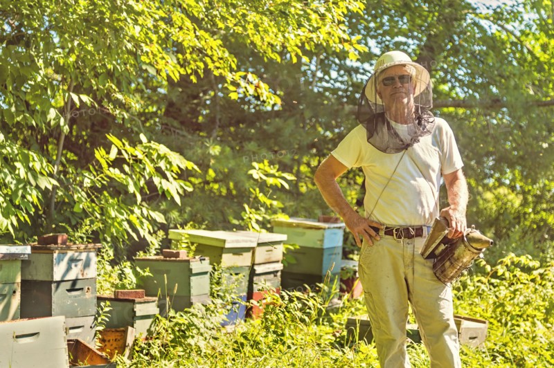 Hope, Portrait of beekeeper in protective mask