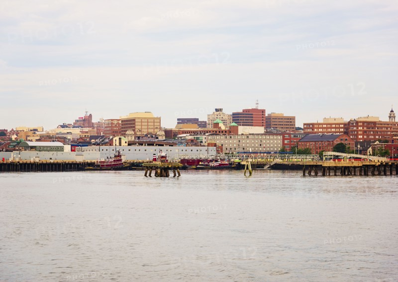 View of harbor and cityscape