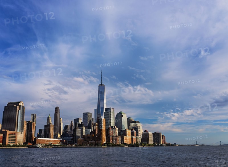 Financial district of lower Manhattan and Hudson River