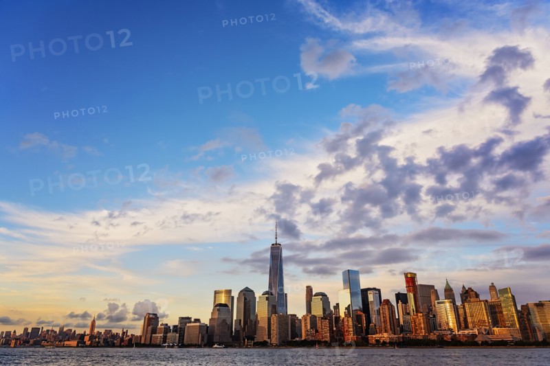 Financial district of lower Manhattan and Hudson River
