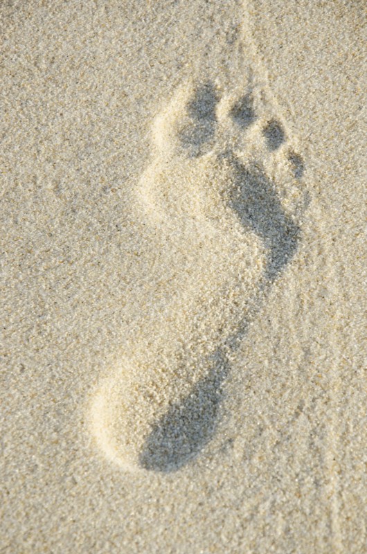 Close up of footprint in sand
