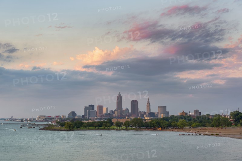 Beach with skyline in background