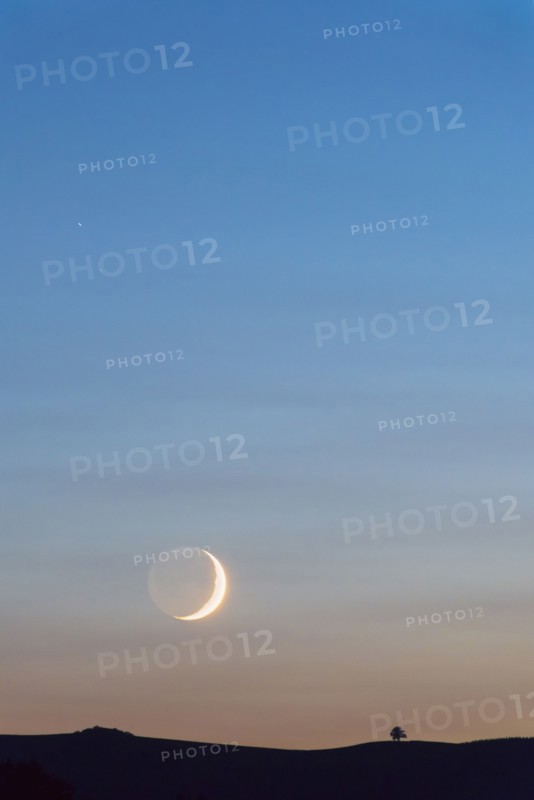 Moon on sky at sunset