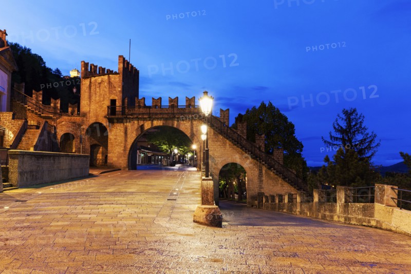Fortified walls at night
