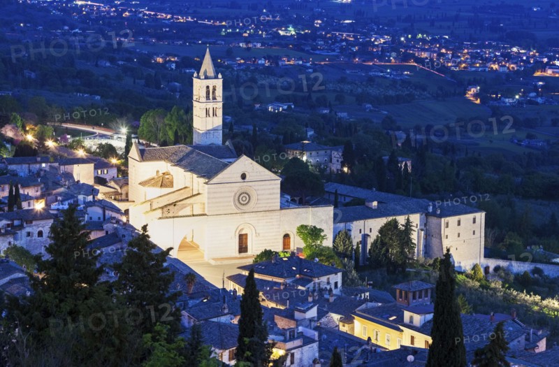Basilica of St. Clare of Assisi at night
