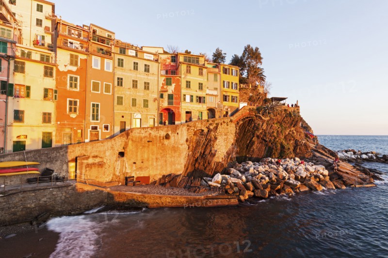 Coastal town at sunset