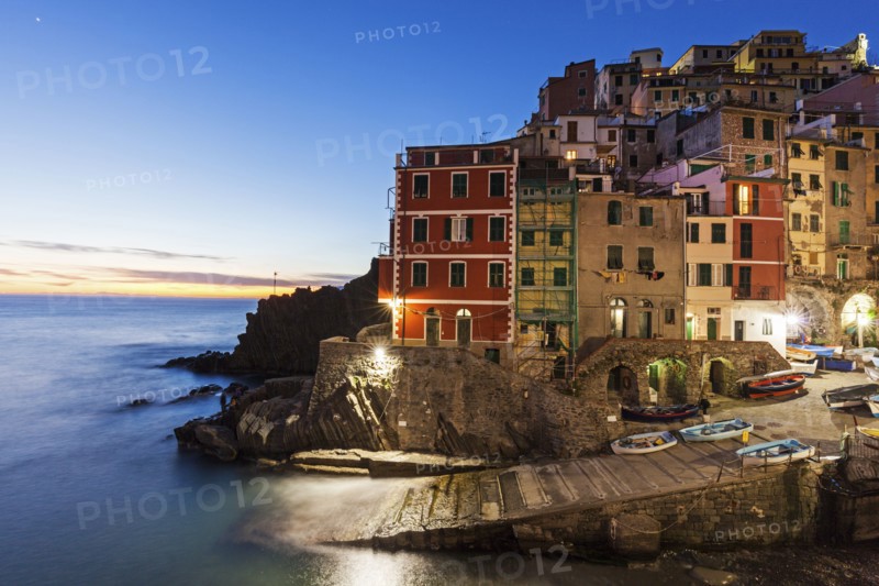 Coastal town at night