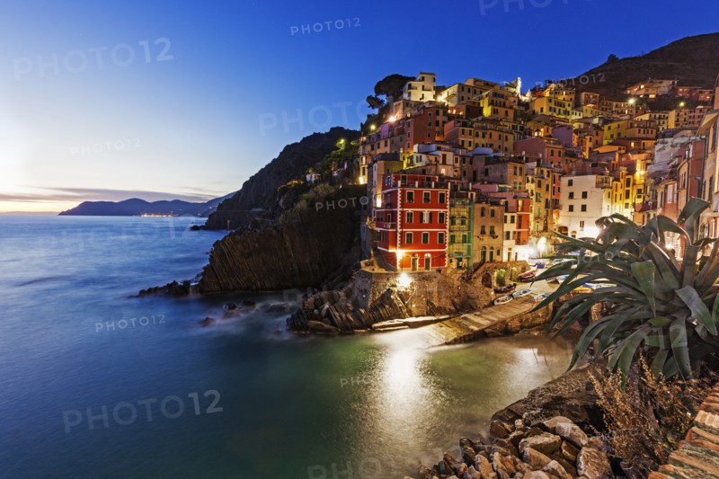 Coastal town at night