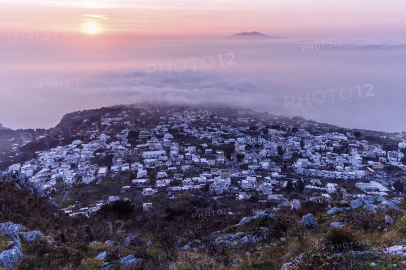 Town at sunset
