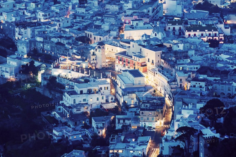 Elevated view of town at night