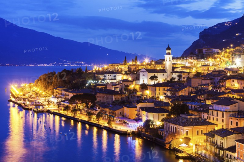 Illuminated cityscape at dusk
