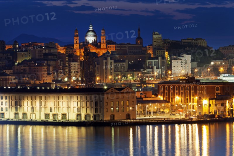 Old town in Genoa across harbor