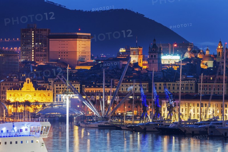 Old town in Genoa across harbor