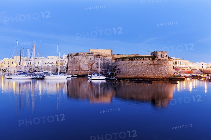 Marina and Castello Angiono at sunrise