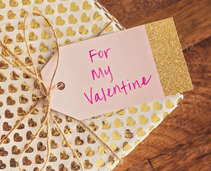 Wrapped gift for Valentine's Day