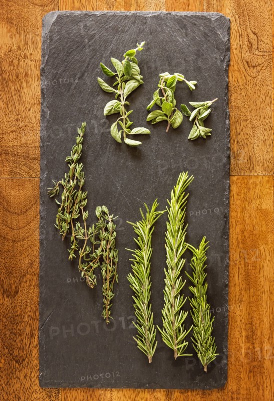 Herbs on tray