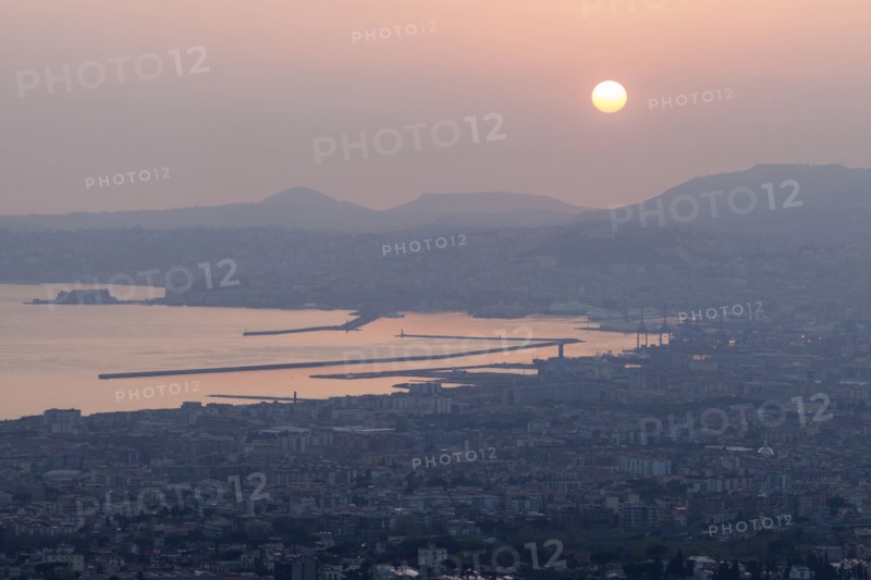 Sunset over city