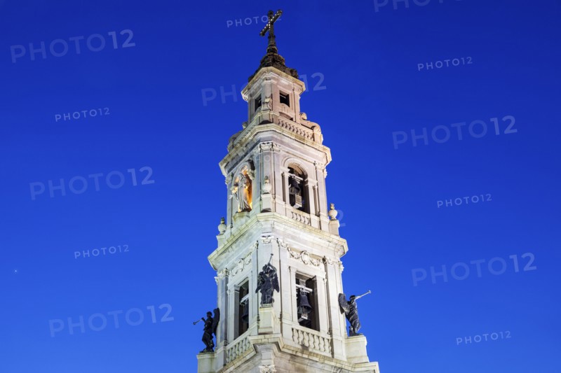 Bell tower of Pontifical Shrine of Blessed Virgin of Rosary at night
