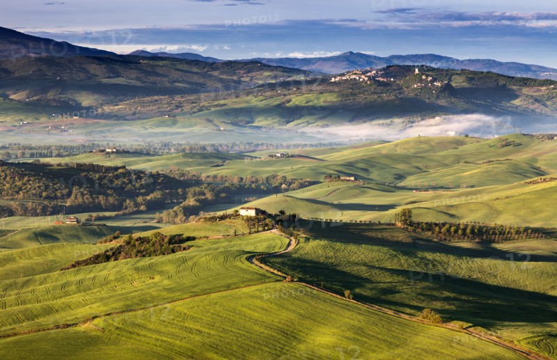 Landscape with green hills and mountains