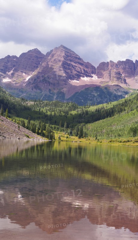 Mountains reflecting in lake