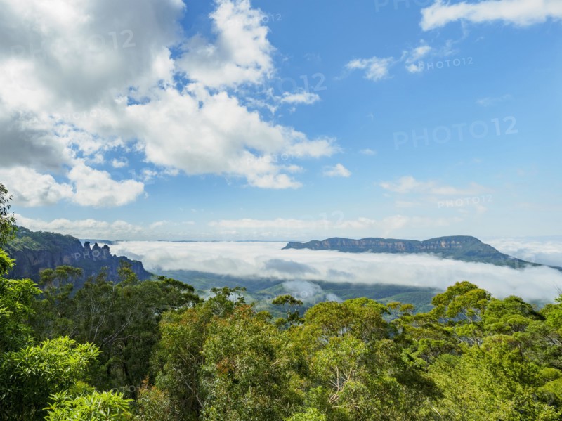 Elevated view of three sisters rock formation