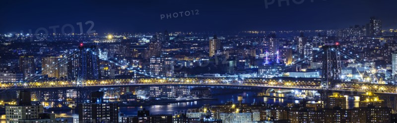 Queensboro Bridge at night. USA, New York, New York City.