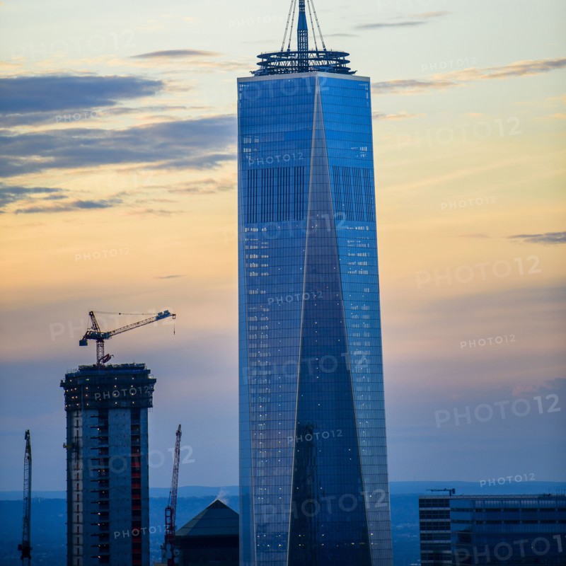 One World Trade Centre at dusk. USA, New York, New York City.