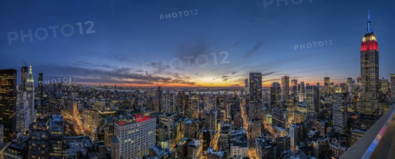 View of Manhattan at dusk. USA, New York, New York City.
