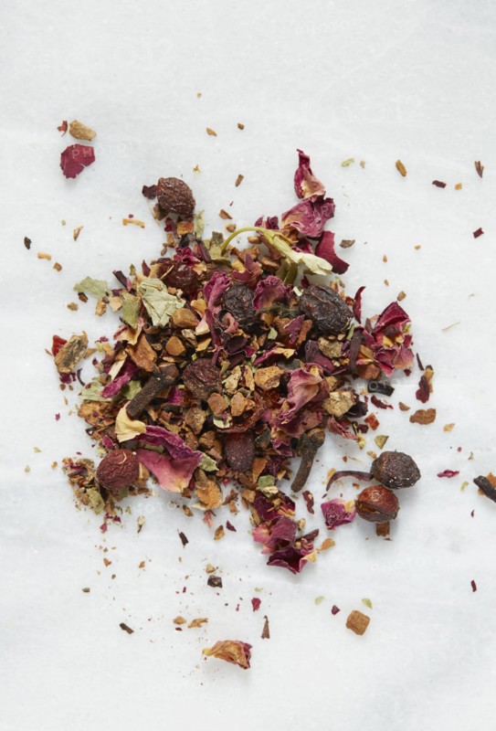 Red tea on white paper
