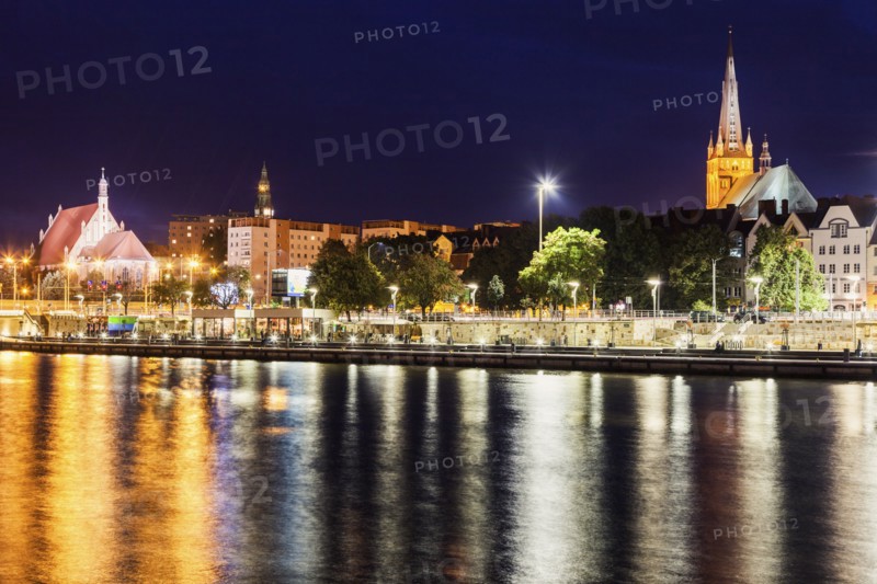 Old architecture of Szczecin at night Szczecin, West Pomeranian, Poland