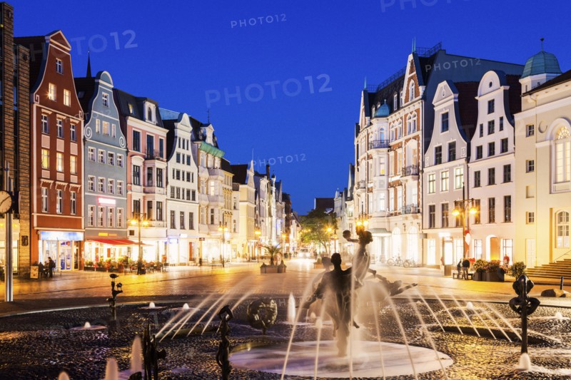 Fountain on University Square in Rostock Rostock, Mecklenburg-Vorpommern, Germany
