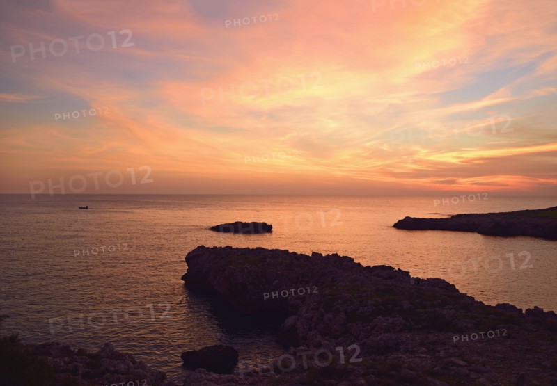 Colorful sunset sky over sea