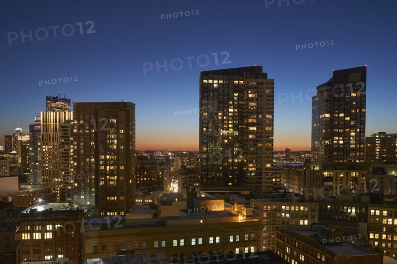 Downtown district at dusk