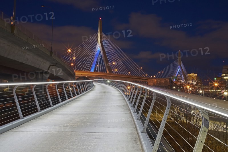 Suspension bridge at dusk