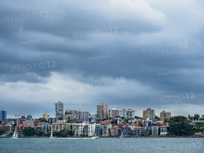Downtown district on cloudy day