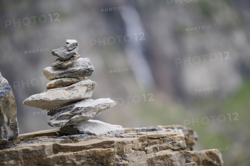 Close up of stone cairn