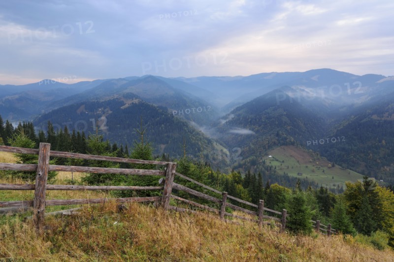 Landscape with mountains and forests