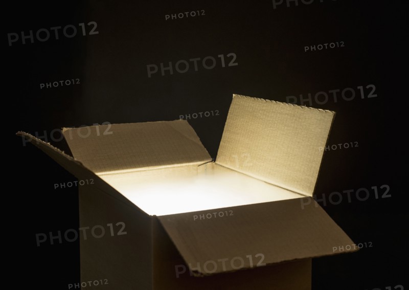 Open cardboard box.