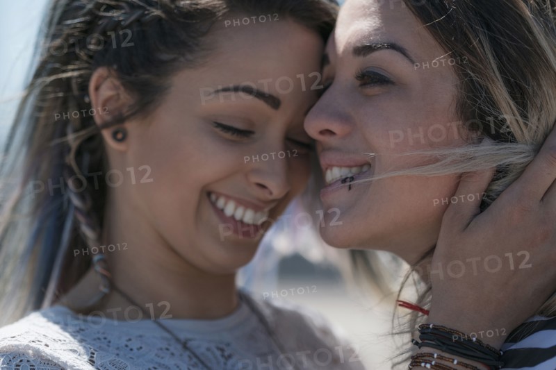 Smiling young women.