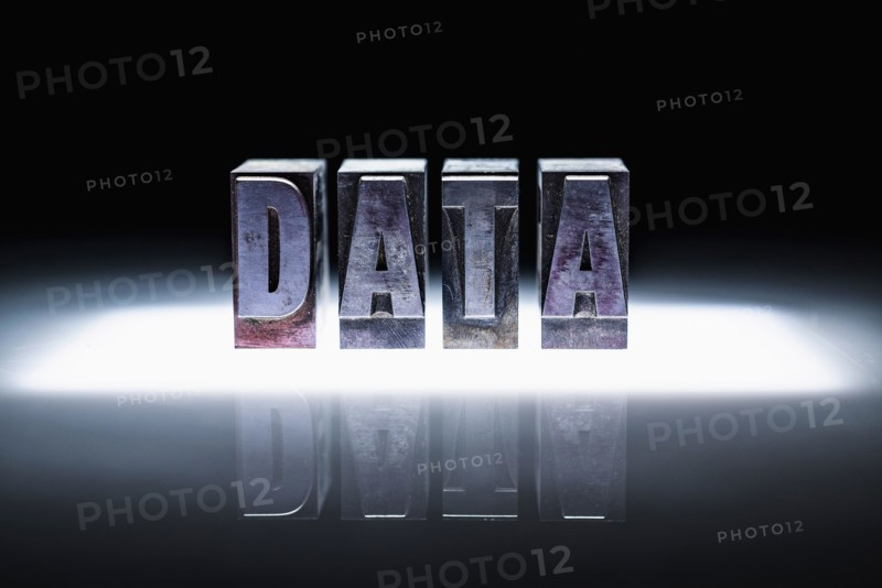 Word "DATA" carved in blocks.