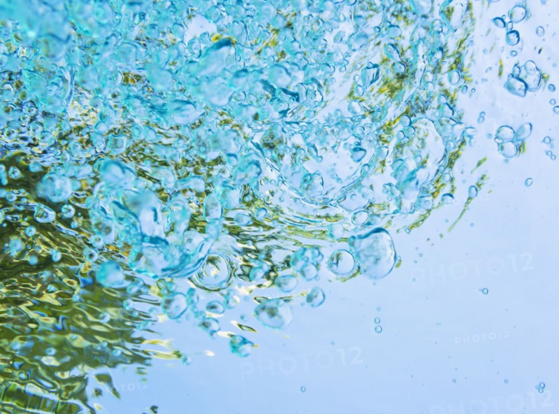 Bubbles on blue water