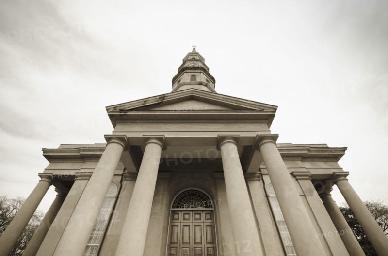 South Carolina, Charleston, Low angle view of church