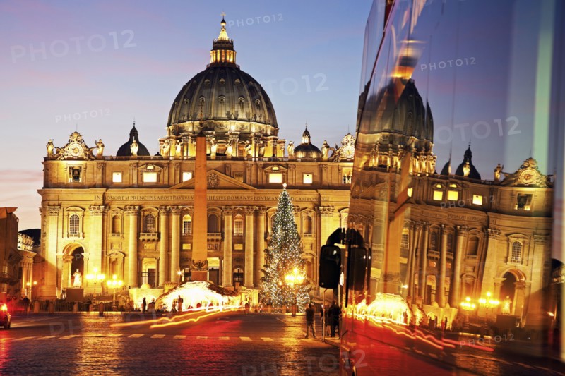 Vatican, Vatican City, St. Peter's Basilica at sunset