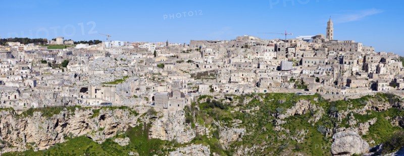 Italy, Basilicata, Matera, Panorama of old town