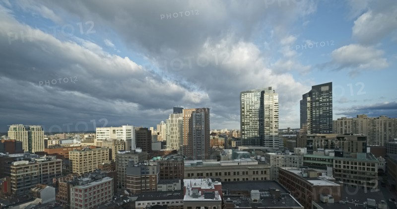 Massachusetts, Boston, City skyline at dawn