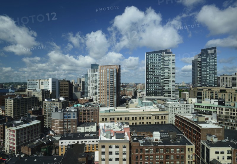 Massachusetts, Boston, City skyline with clouds